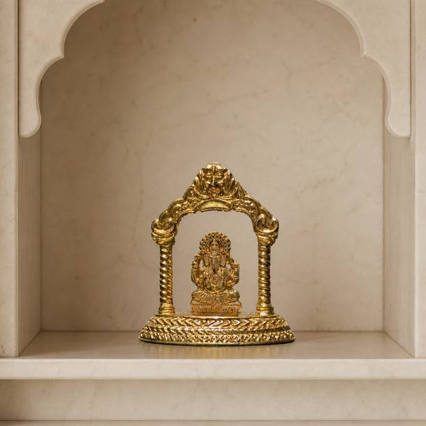Aarubhi Mandiram Ganesh Darbar Idol with Decorative Arch for Home Mandir 7 cm Decorative Showpiece  -  7 cm
