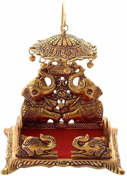 Avighna Crafts Metal Krishna Sihasan, Laddu Gopal Singhasan Decorative Showpiece  -  18 cm