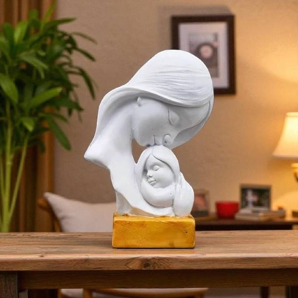 PihutriqueArts Resin Mother Daughter Idol Statue Heartwarming Mother’s Love Gift Showpiece डेकोरेटिव शोपीस - 15 cm