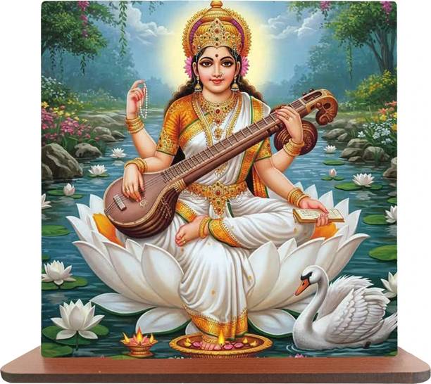 Inori Saraswati mata ji car dashboard Decorative Showpiece  -  10 cm