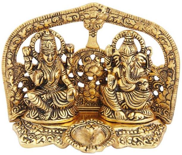 Crown Warriors Laxmi Ganesh Idol for Diwali Home Decor Mandir Gift Hindu God Idol Decorative Showpiece  -  12 cm