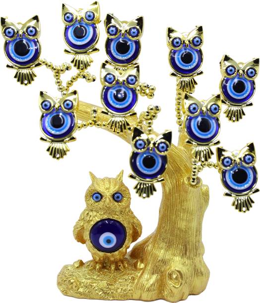 BHAGYA G Owl With Child Evil EyeTree Statue Good Luck Tree For Home Décor Vastu Idols Decorative Showpiece  -  16 cm
