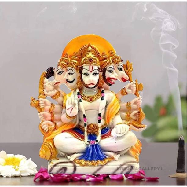 yogi Panchmukhi Sitting Hanuman Ji Idol Showpiece Decorative Showpiece Decorative Showpiece  -  14 cm