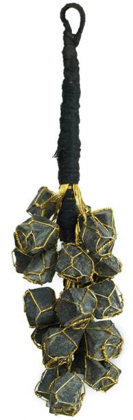 remedywala Black Tourmaline Natural Rough Tumble Chunks For Door Hanging & Car Hanging Decorative Showpiece  -  18 cm