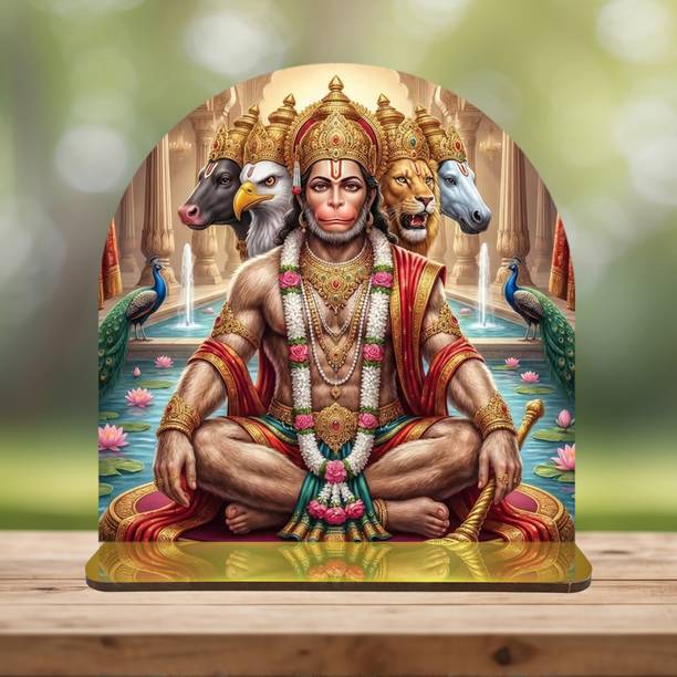 Kaqeink Lord Panchmukhi Hanuman Tabletop Idol Decorative Showpiece  -  14.224 cm