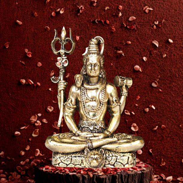 Craftcart Lord Shiva Brass Idol Statue | Wax Casted Lightweight Brass | w: 90g | Decorative Showpiece  -  9 cm