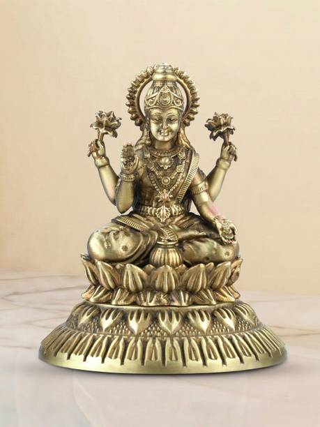 SHILPKALA 2.3Inch Brass Ultra Fine Laxmi Brass Idol for Home & Office Decor Worship & Gift Decorative Showpiece  -  6 cm