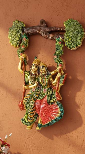 Shri Ram Art Divine Radha Krishna Swing Wall Art - Handcrafted Idol for Home Decor & Vastu Decorative Showpiece  -  28 cm