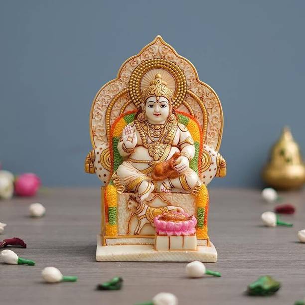LNT Lord Kuber Statue for Wealth, Glory, Home, Shop, Workplace Business kubera Idol Decorative Showpiece  -  14 cm