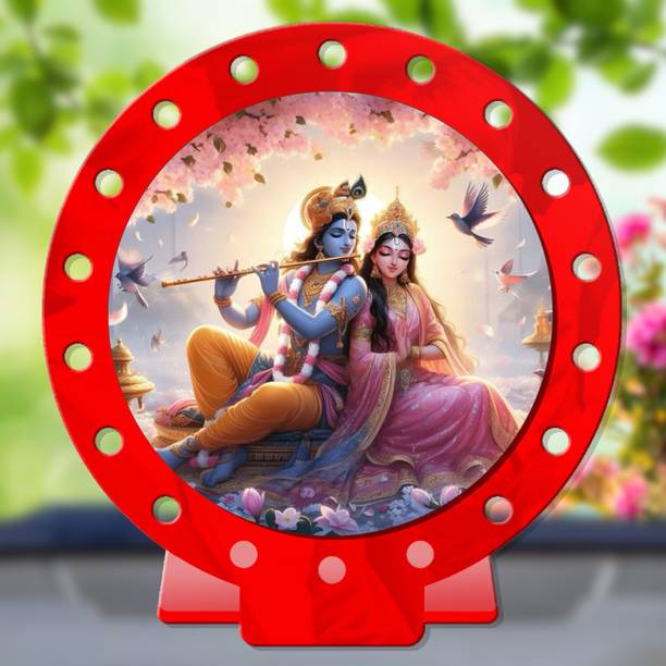 GiftsRange Radha Krishna Red Shining Car Dashboard Idol Decorative Showpiece  -  8 cm