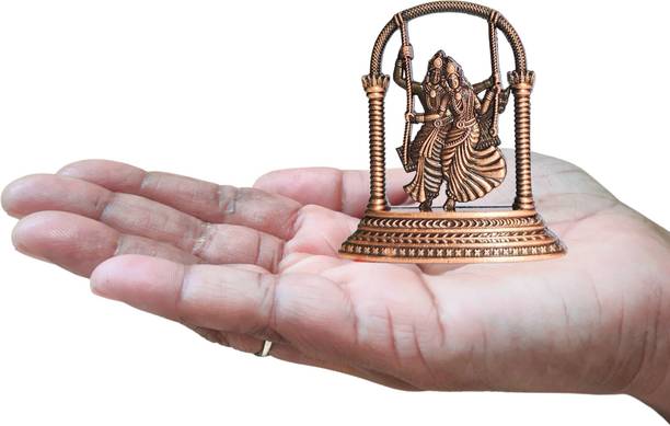 aalayam selveer Radha Krishna Jhula Idol Car Dashboard (Copper Colour) | Radha Krishna Statue Decorative Showpiece  -  6 cm