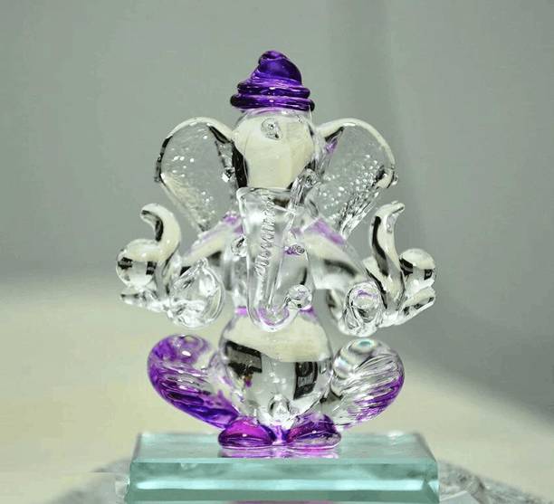 Neyara Creations Crystal Ganesha (Multicolor) Decorative Showpiece  -  6.5 cm