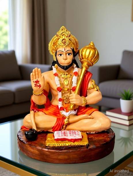 HOMESTA Hanuman Ji Murti Bajrangbali Idol for Car Dashboard & Office Desk, Home Mandir Decorative Showpiece  -  10 cm