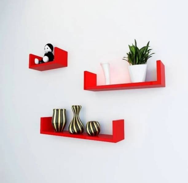 ncr Wooden U Shape Wall Shelf And Wall Shelves For Bedroom And Living Room Decorative Showpiece  -  10 cm