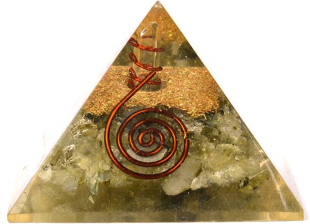 REIKI CRYSTAL PRODUCTS Natural Labradorite Orgone Pyramid Crystal Stone 50-60mm Decorative Showpiece  -  6 cm