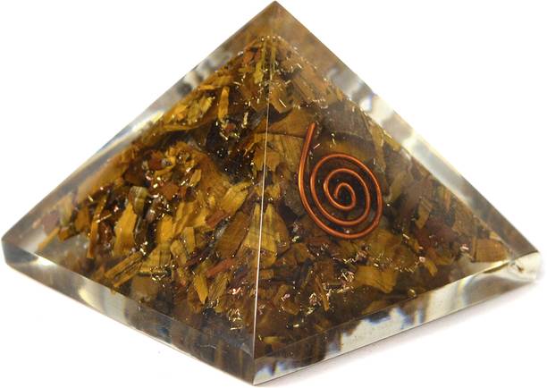 REIKI CRYSTAL PRODUCTS Tiger Eye Orgone Pyramid 40-50 mm For Vastu & Reiki Correction Decorative Showpiece  -  4 cm