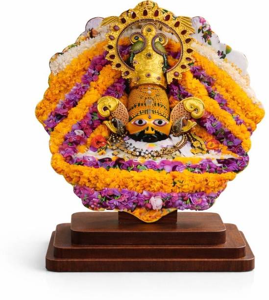 SHRI KHATUSHYAM CREATION Shri Khatu Shyam Creation Mdf Car Dashbord With Khatu shyam Image Decorative Showpiece  -  12 cm