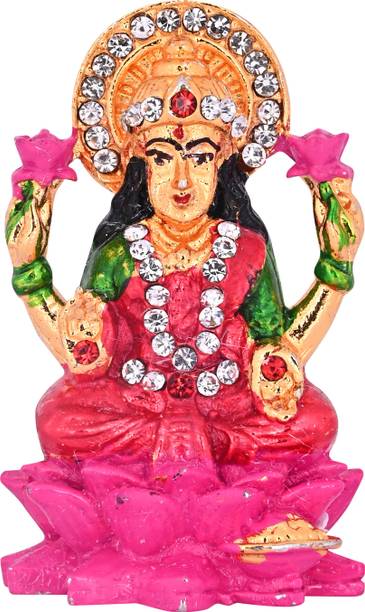 DOKCHAN Goddess Laxmi Idol On Lotus For Car Dashboard | Home Decor | Gifting Decorative Decorative Showpiece  -  5.5 cm