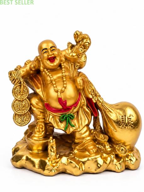 baxusmeanly Laughing Buddha Smiling Decorative Idol LBS27 Decorative Showpiece - 9 cm