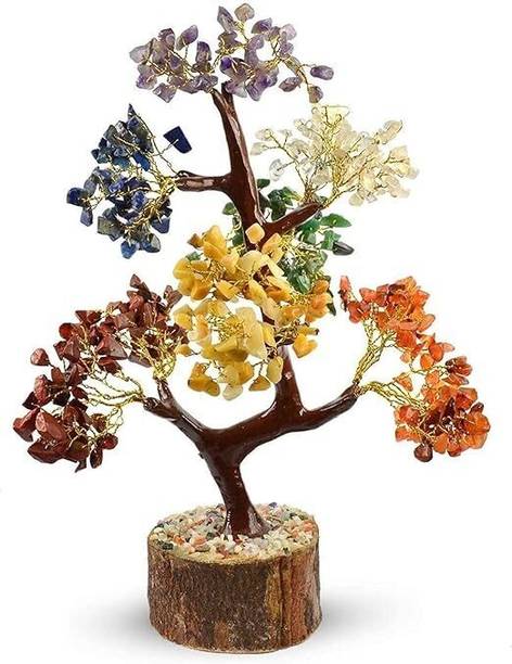 Viyona Fashion Viyona Fashion Seven Chakra Crystals and Gemstones, Item Bonsai Money Tree Plant Decorative Showpiece  -  20 cm