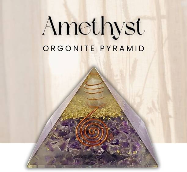 Calminds Amethyst Pyramid For Calmness, Clarity, Postivity, Home Decor Showpiece Decorative Showpiece  -  8 cm