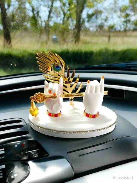 D K MART Mini Krishna Hand Idol For Car Dashboard & Office Table, God Statue Gift Purpose Decorative Showpiece  -  9.5 cm
