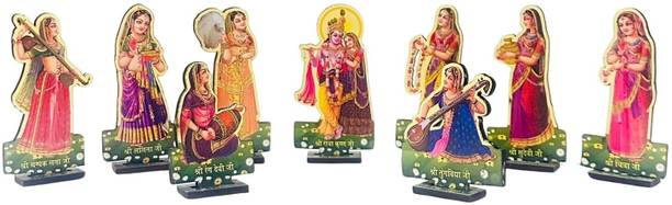 radhe creation Radhe Creation 8pcs ASHT Sakhi for Radha Krishna |Janmashtami Special Wooden Decorative Showpiece  -  10 cm