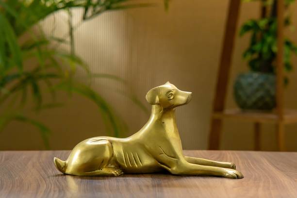 THE RETROSIA Brass Vintage Dog Showpiece Decorative Showpiece  -  11 cm