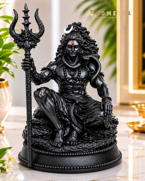HOMESTA Lord Shiva Idol with Trishul for Car Dashboard, Home Temple & Office Desk Decorative Showpiece  -  10 cm
