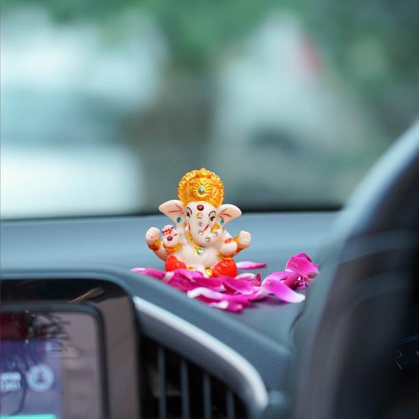 TIED RIBBONS Ganesha Idols Showpiece items for Car and Table Decorative Showpiece  -  6 cm