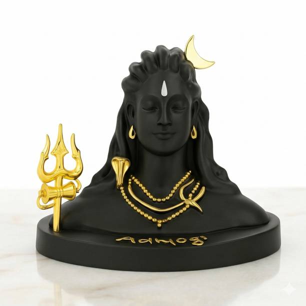 WEAR CRAFT Shiva Idol Bust with Trishul for Home Decor, Car Dashboard & Pooja Room Statue Decorative Showpiece  -  12 cm