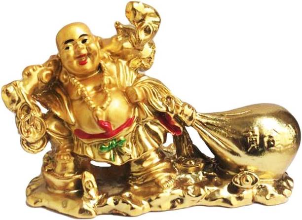 Daily Fest Vastu Feng Shui Laughing Buddha with Money Bag for Wealth and Buisness Decorative Showpiece  -  5 cm