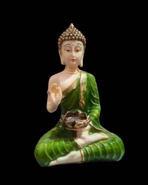 Quick kart india Buddha Statue showpiece Idol Home Decor Items (Green) Decorative Showpiece  -  27 cm