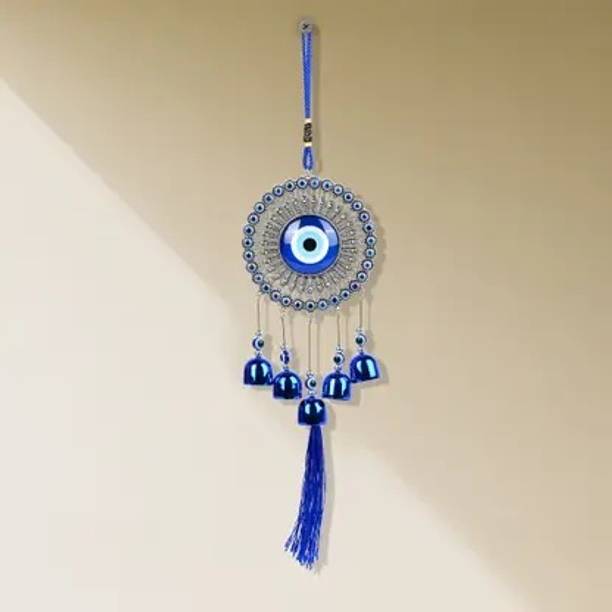 S A Gifts 5 Bell EviL Eye WindChime For Home - CLASSIC Design Hanging Ornament-35Cm