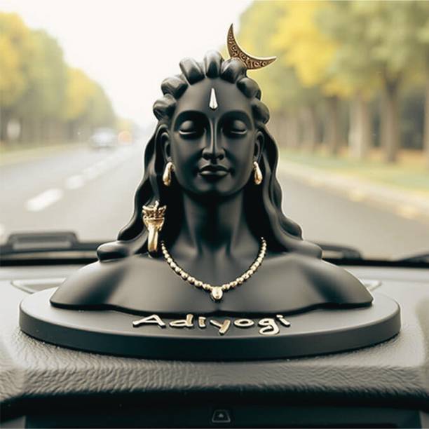 Takshvi Sales Adiyogi Statue for Car Dashboard, Shiv Idol | Adiyogi Shiva Idol (Black Large) Decorative Showpiece  -  12 cm