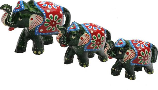 DreamKraft Handcrafted Vastu Elephant Set of 3 डेकोरेटिव शोपीस  -  6 cm