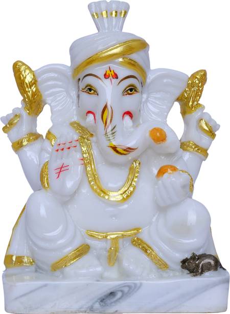 Flipkart Perfect Homes Lord Ganesha Marble Finish God Idol Statue Decorative Showpiece  -  14 cm