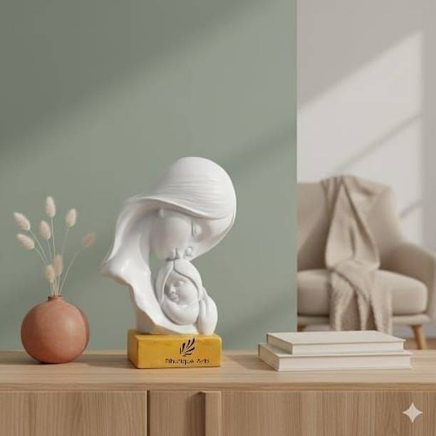 PihutriqueArts Resin Mother Daughter Idol Statue Heartwarming Mother’s Love Gift Showpiece Decorative Showpiece  -  15 cm