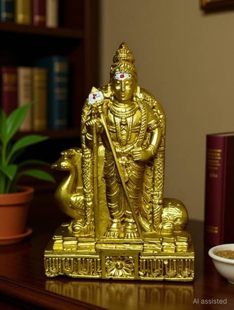 tskutty LORD MURUGAN / MURUGA / PEACOCK MURUGAN / KARTHIKEYA Decorative Showpiece  -  12 cm