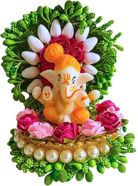 Tinyshiny Ganesha Idol for Car Dashboard,Home Decor, Ganesh Murti Showpiece Gift Decorative Showpiece  -  12 cm