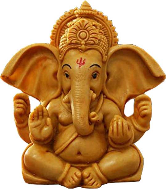 Ascension Handcrafted Ochre Ganesha Lord Ganesha For Home Car Dashboard Figurine Showpiece Decorative Showpiece - 12 cm