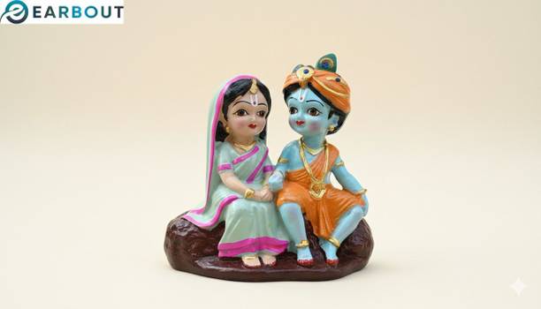 EEARBOUT Radha Krishna Sitting Statue Decorative Showpiece for Pooja & Home Décor4 Decorative Showpiece  -  4.5 cm