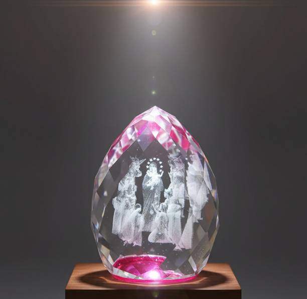 Lilone Christmas Decoration 3D Goddess Crystal Cube Diamond Shape - Size 3 Inch (Mother Mary) Decorative Showpiece  -  7.62 cm