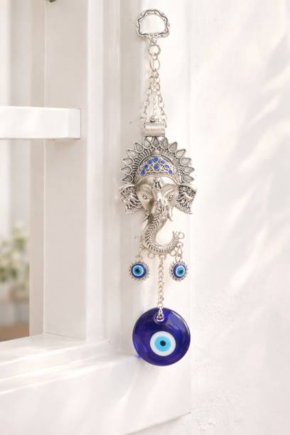 BrajMantra Ganesha Evil Eye Hanging for Home Entrance Door Decorative Showpiece - 16 cm