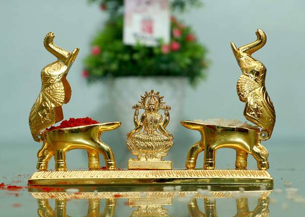 EliteTouch Handicraft Metal Haldi Kumkum , Chandan Roli Kumkum Chawal Box Decorative Showpiece  -  7 cm