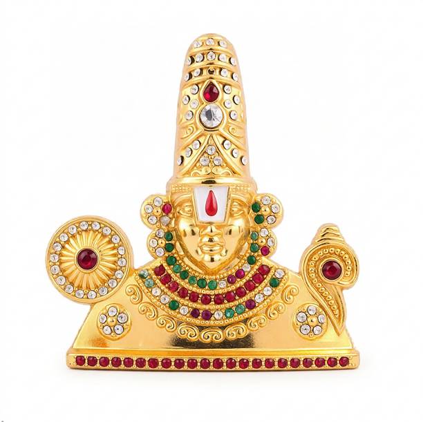 HEENA HOME DECOR HEENA HOME DECOR GOD BALAJI FACE GOLDEN COLOR FACE IDOL 7.5 CM HEIGHT Decorative Showpiece  -  7.5 cm