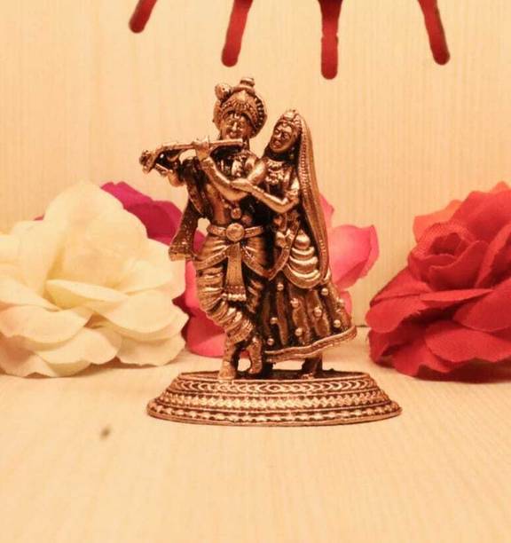Shivam Copper Statue Maker Copper Radha Krishna Idol Decorative Showpiece  -  4.8 cm