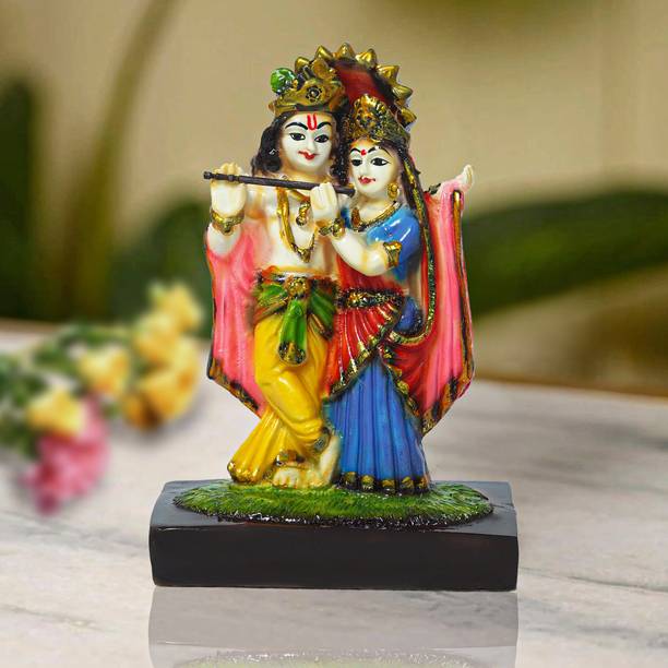 Sudaya Marble Radha Krishna Murti Statue for Home & Office Decor Standing On Stone डेकोरेटिव शोपीस  -  10.3 cm