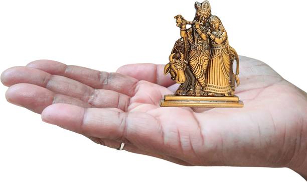 aalayam selveer Radha Krishna Idol for Car Dashboard (Copper Colour) | Radha Krishna Statue Decorative Showpiece  -  6.5 cm