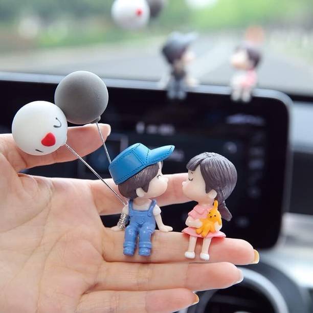 STEFFAN Car Dashboard Cute Love Couple Love You too Balloon Car Interior Showpiece Desk Decorative Showpiece  -  11 cm